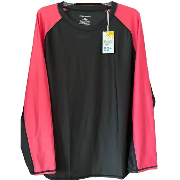 Women's UPF50+ Long Sleeve T-Shirt Quick Dry Performance Sport Shirts Black Pink - Picture 1 of 7